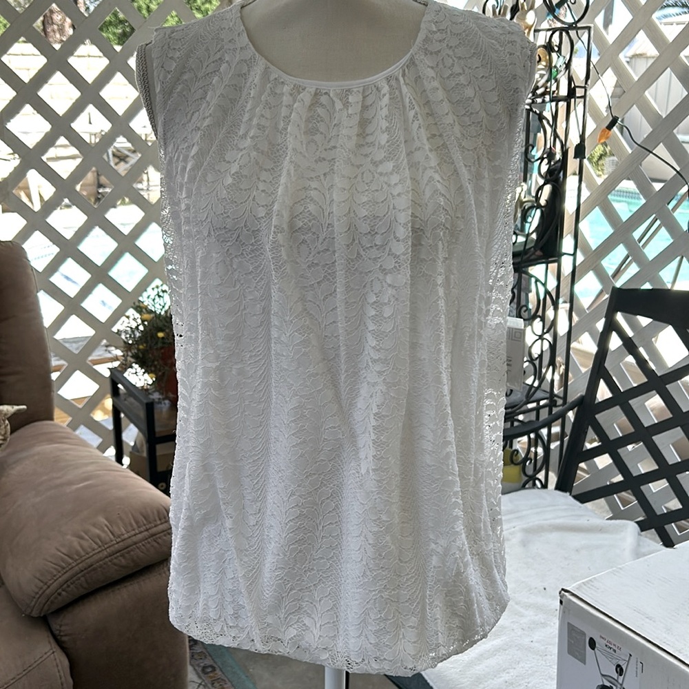 Liz Claiborne Career Sleeveless Pullover Blouse NWT Womens MRCH Bubble Top 🫧🫧
